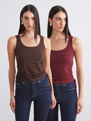 Lc Waikiki Yeni Sezon Kare Yaka Büzgülü Kadın Atlet 2'li