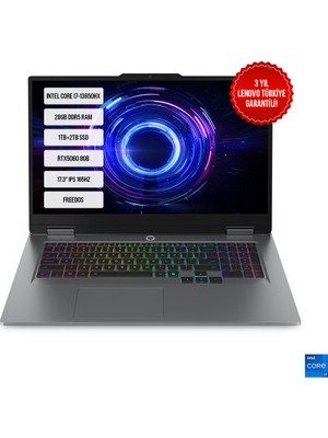 Lenovo Loq 17IRX10 83JH006DTR-7 I7-13650HX 28GB Ddr5 1tb+2tb SSD RTX5060 8gb 17.3" IPS 165Hz Freedos Taşınabilir Bilgisayar