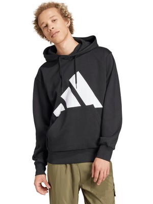 Adidas M Bl Fl Hd Erkek Kapüşonlu Sweatshirt AIN6159 Siyah Düz Desenli Rahat Kesim