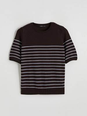 Lc Waikiki Yeni Sezon Bisiklet Yaka Çizgili Kadın Triko Kazak