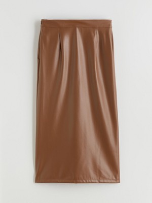 Lc Waikiki Yeni Sezon Beli Fermuarlı Deri Görünümlü Kalem Etek