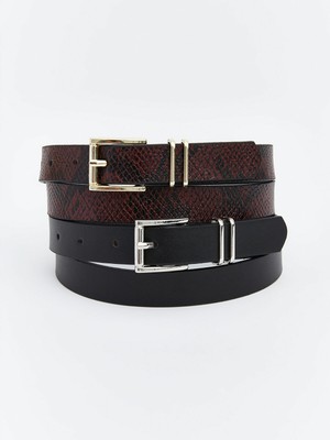 Lc Waikiki Yeni Sezon Deri Görünümlü Kadın Kemer 2'li