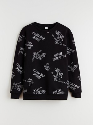 Lc Waikiki Yeni Sezon Bisiklet Yaka Baskılı Erkek Çocuk Sweatshirt