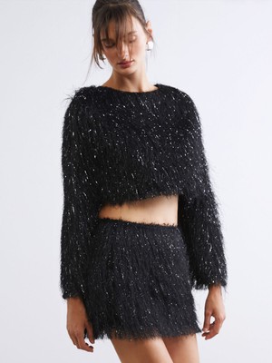 Lc Waikiki Yeni Sezon Beli Lastikli Tüylü Mini Triko Etek