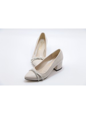 Ayakkabımood  Taşlı  5 cm Kalın Topuk Topuklu Kadın Ayakkabı