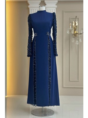 Amine Hüma Tusem Abiye Elbise Lacivert