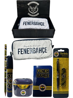 Me Çanta Fenerbahçe Orjinal Lisanslı Lacivert Air Kalemtraş Ahşap Kutulu 6'lı Kırtasiye Seti
