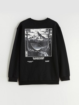 Lc Waikiki Yeni Sezon Bisiklet Yaka Baskılı Erkek Çocuk Kalın Sweatshirt