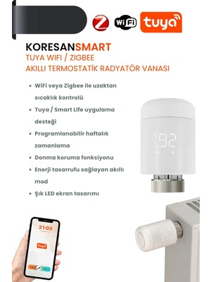Koresan Tuya Wifi / Zigbee Akıllı Termostatik Radyatör Vanası