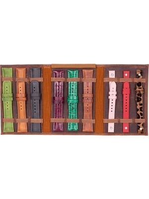 AbbasShop Hakiki Deri, El Yapımı, Saat Kordonu Taşıma Çantası, Antik Kahve