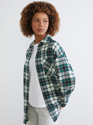 Lc Waikiki Yeni Sezon Ekose Oversize Kadın Oduncu Gömlek