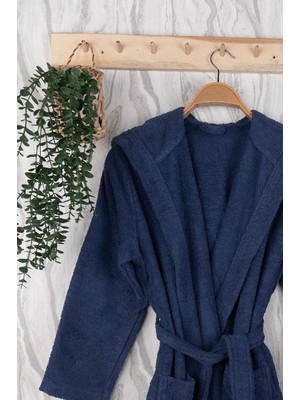 Baveno Home Unisex Premium Koleksiyon Pamuklu Kapüşonlu Bornoz