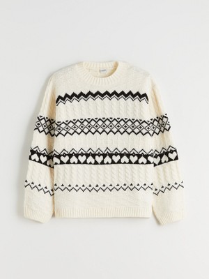 Lc Waikiki Yeni Sezon Bisiklet Yaka Desenli Kız Çocuk Triko Kazak