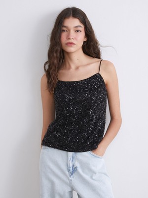 Lc Waikiki Yeni Sezon Kare Yaka Pul Payetli Kadın Bluz