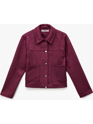 Koton Çıtçıt Düğmeli Cep Detaylı Klasik Yaka Uzun Kollu Suni Süet Gömlek