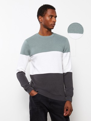 Lc Waikiki Yeni Sezon Bisiklet Yaka Uzun Kollu Renk Bloklu Erkek Triko Kazak