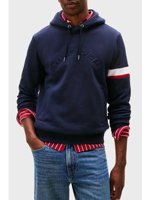 Tommy Hilfiger Pamuklu Regular Fit Logolu Kapüşonlu Sweat Erkek Sweat MW0MW40479 Dw5