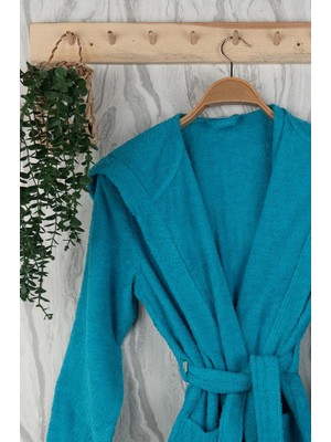 Baveno Home Unisex Premium Koleksiyon Pamuklu Kapüşonlu Bornoz