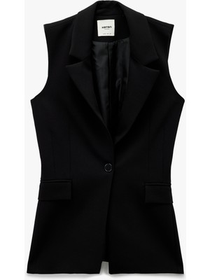 Koton Geniş Yaka Cep Detaylı Slim Fit Kolsuz Yelek