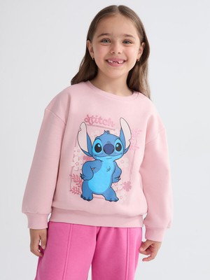 Lc Waikiki Yeni Sezon Bisiklet Yaka Stitch Baskılı Kız Çocuk Sweatshirt