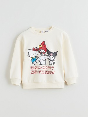 Lc Waikiki Yeni Sezon Bisiklet Yaka Hello Kitty Baskılı Kız Çocuk Sweatshirt