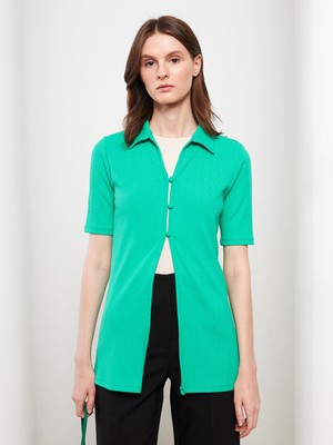 Lc Waikiki Yeni Sezon Polo Yaka Düz Kısa Kollu Kadın Hırka