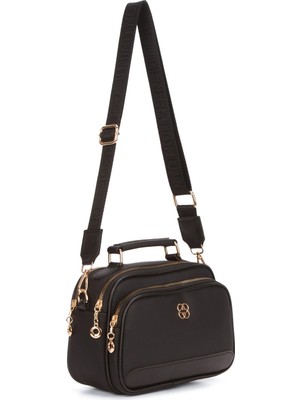 Newish Kadın Kumaş Uzun Askılı El ve Omuz Çantası – Siyah – NEW370