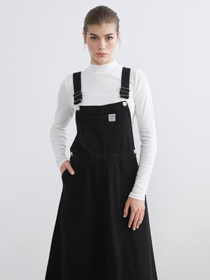 Lc Waikiki Yeni Sezon Kare Yaka Düz Askılı Kadın Jean Salopet Elbise