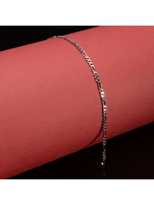 Silvalli 80 Mikron Rodyum Figaro Gümüş Bileklik