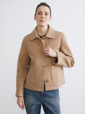 Lc Waikiki Yeni Sezon Gömlek Yaka Kadın Kaşe Kaban