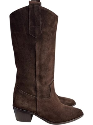 Tufan Shoes Kahve Hakiki Süet Western Çizme