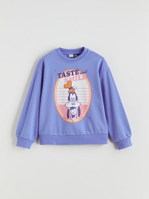 Lc Waikiki Yeni Sezon Bisiklet Yaka Goofy Baskılı Kız Çocuk Sweatshirt