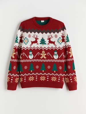 Lc Waikiki Yeni Sezon Bisiklet Yaka Yılbaşı Temalı Erkek Çocuk Triko Kazak