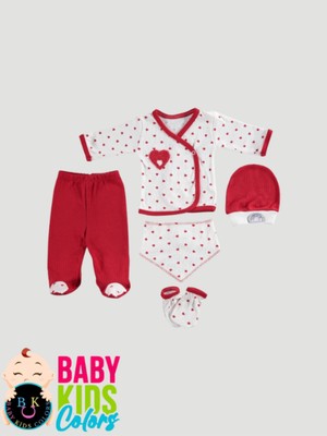Baby Kids Colors Kutulu Kalpli Lüx Bebek Zıbın Seti Yenidoğan Hastane Çıkışı Bebek Giyim