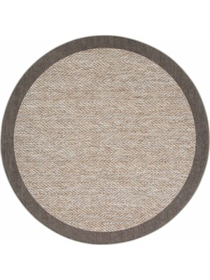 Cool Halı Pratico Bej Yuvarlak Mutfak Halısı Dijital Baskı Sisal Görünümlü Kaymaz Yıkanabilir Mutfak Paspası