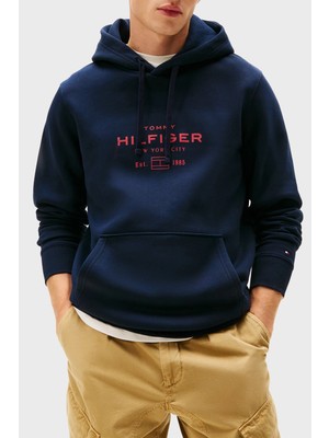 Tommy Hilfiger Pamuklu Regular Fit Baskılı Kapüşonlu Sweat Erkek Sweat MW0MW40864 Dw5