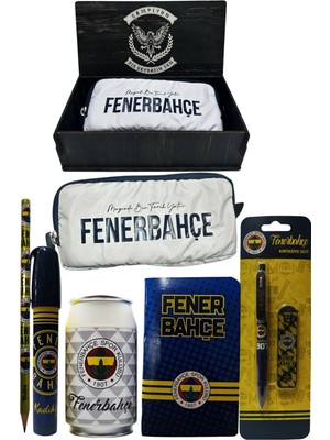 Me Çanta Fenerbahçe Orjinal Lisanslı Beyaz Kutu Kalemtraş Ahşap Kutulu 6'lı Kırtasiye Seti