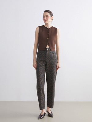 Lc Waikiki Yeni Sezon Baggy Fit Leopar Desenli Kadın Jean Pantolon