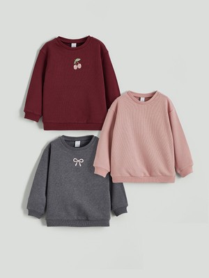 Lc Waikiki Yeni Sezon Fiyonk Baskılı Kız Bebek Sweatshirt 3'lü