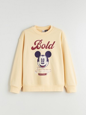 Lc Waikiki Yeni Sezon Bisiklet Yaka Mickey Mouse Baskılı Kız Çocuk Sweatshirt