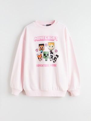 Lc Waikiki Yeni Sezon Bisiklet Yaka Minecraft Baskılı Kız Çocuk Sweatshirt