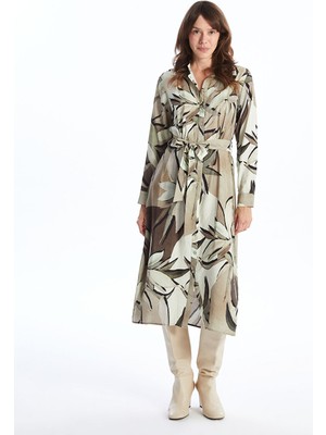 Lc Waikiki Yeni Sezon Desenli Uzun Kollu Kadın Gömlek Elbise