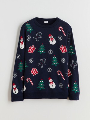 Lc Waikiki Yeni Sezon Bisiklet Yaka Yılbaşı Temalı Erkek Çocuk Triko Kazak