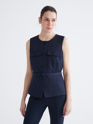 Lc Waikiki Yeni Sezon Bisiklet Yaka Beli Kemerli Kadın Yelek