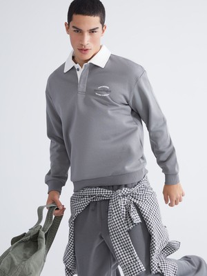 Lc Waikiki Yeni Sezon Polo Yaka Baskılı Erkek Sweatshirt