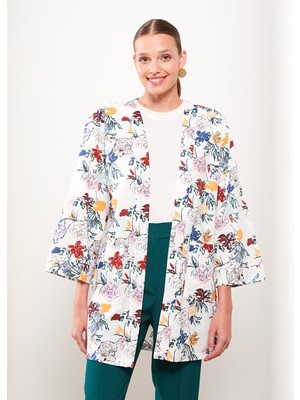 Lc Waikiki Yeni Sezon Şal Yaka Çiçekli Kadın Pamuklu Kimono