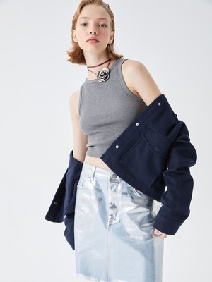 Lc Waikiki Yeni Sezon Standart Fit Parlak Görünümlü Kadın Jean Etek