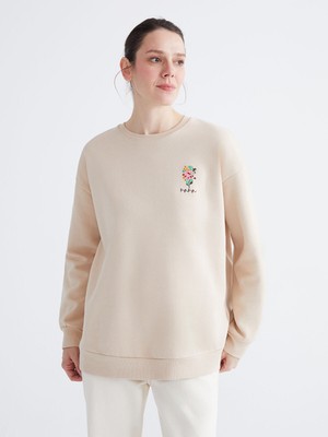 Lc Waikiki Yeni Sezon Baskılı Oversize Kadın Kalın Sweatshirt