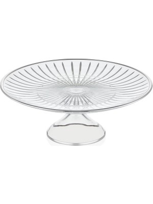 Decorium Cam Ayaklı 26 cm Servis Tabağı Accademia Platin M06452-AB