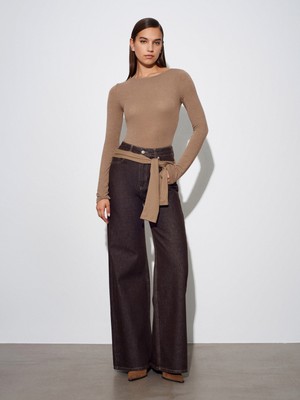 Dilvin 32325 Kayık Yaka Uzun Kollu Top-Vizon